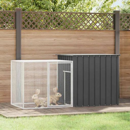 Gaiola p/ Coelhos 200x91x100 cm Aço Galvanizado Antracite