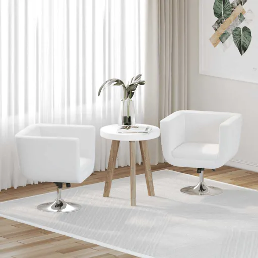 Cadeiras de Bar   Couro Artificial Branco (2 pcs)