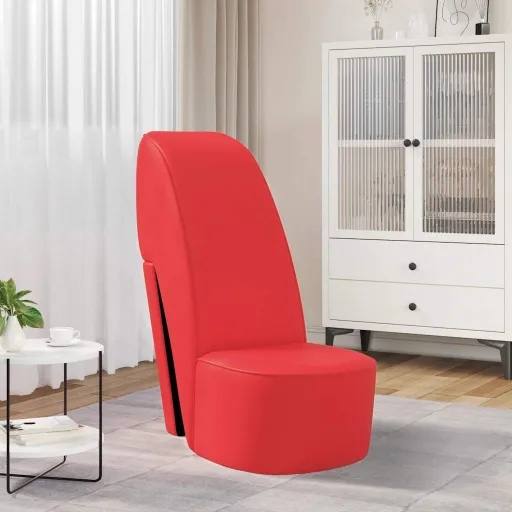 Cadeira Estilo Sapato de Salto Alto Couro Artificial Vermelho