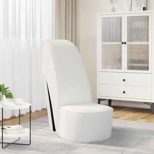 Cadeira Estilo Sapato de Salto Alto Couro Artificial Branco