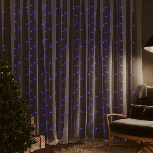 Cortina Iluminação 300 Luzes LED 3x3 m 8 Funções Azul