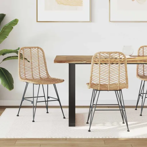 Cadeira de Jantar   Natural 44 x 47 x 85 cm Rattan e Ferro (2 pcs)