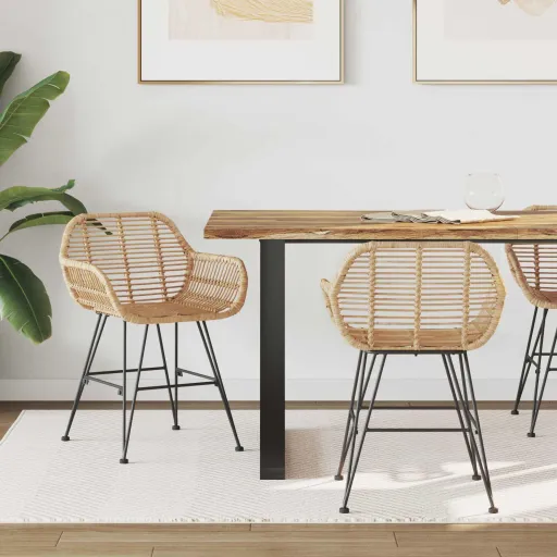 Cadeira de Jantar   Natural 55 x 50 x 74 cm Rattan e Ferro (2 pcs)