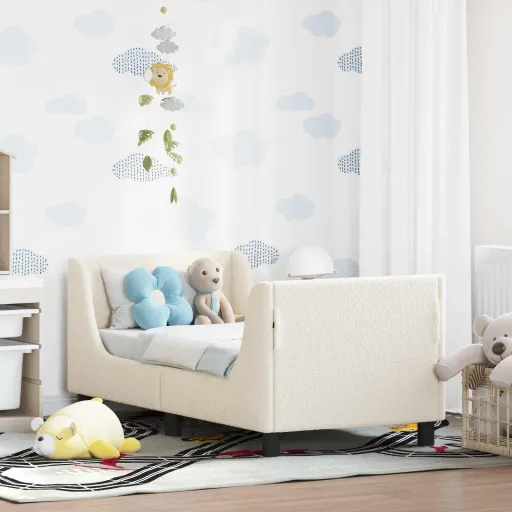 Estrutura de Cama para Criança com Cabeceira Creme 70 x 140 cm