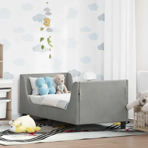 Estrutura de Cama para Criança com Cabeceira Cinzento-Claro