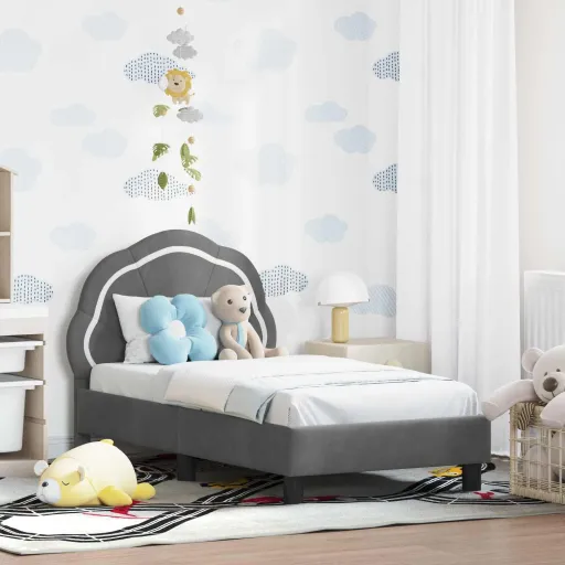 Estrutura de Cama para Criança com Cabeceira Cinza Escuro