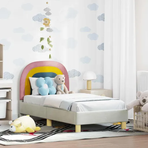 Estrutura de Cama para Criança com Cabeceira Creme 70 x 140 cm