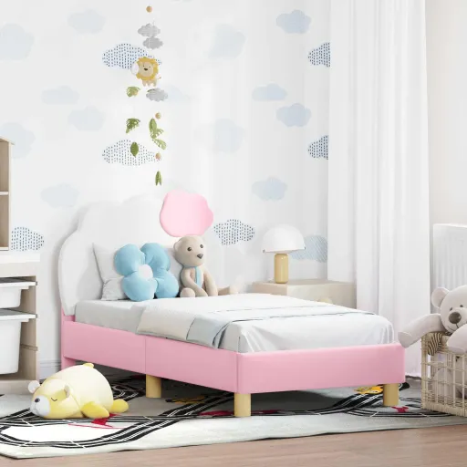 Estrutura de Cama para Criança com Cabeceira Rosa 70 x 140 cm