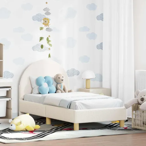 Estrutura de Cama para Criança com Cabeceira Creme 70 x 140 cm