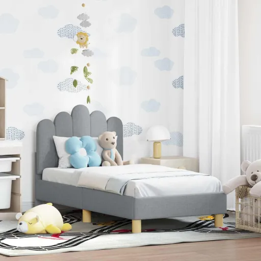 Estrutura de Cama para Criança com Cabeceira Cinzento-Claro