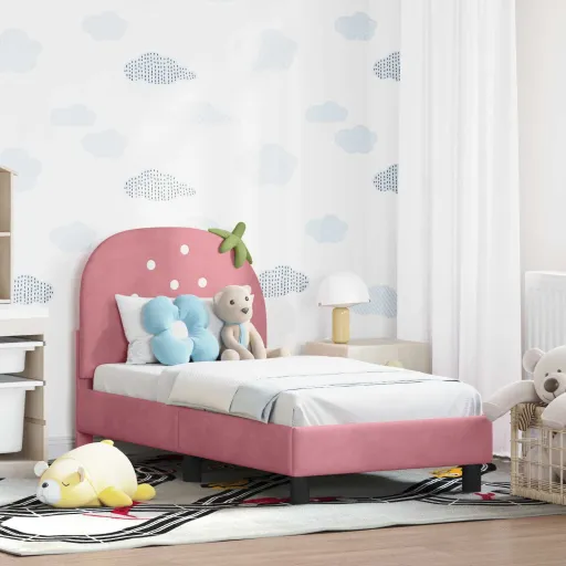Estrutura de Cama para Criança com Cabeceira Rosa 70 x 140 cm