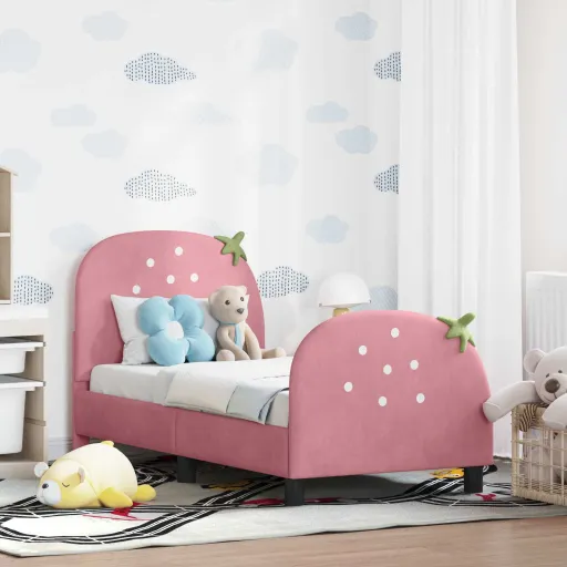 Estrutura de Cama para Criança com Cabeceira Rosa 70 x 140 cm