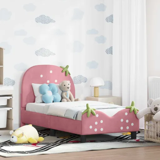 Estrutura de Cama para Criança com Cabeceira Rosa 70 x 140 cm