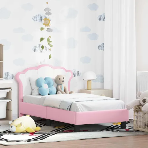 Estrutura de Cama para Criança com Cabeceira Rosa 70 x 140 cm