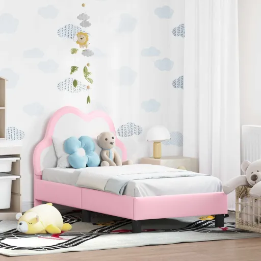 Estrutura de Cama para Criança com Cabeceira Rosa 70 x 140 cm