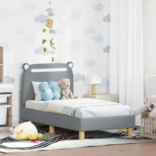 Estrutura de Cama para Criança com Cabeceira Cinzento-Claro