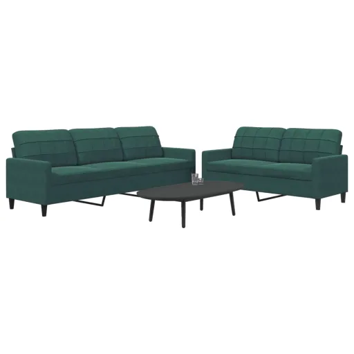 Conjunto de Sofás com Almofadões Veludo Verde-Escuro (2 pcs)