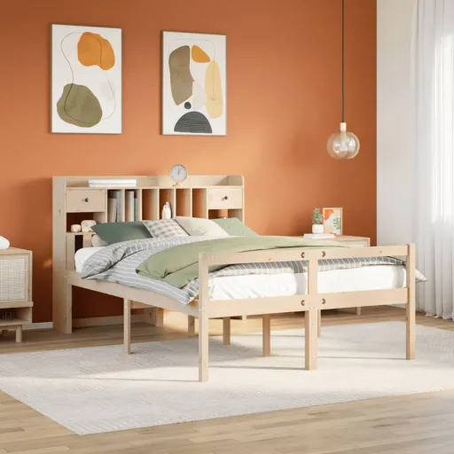 Cama com Estante Sem Colchão 160x200 cm Pinho Maciço