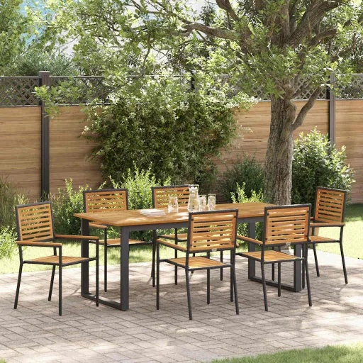 Conjunto de Jantar para Jardim   Preto (7 pcs)