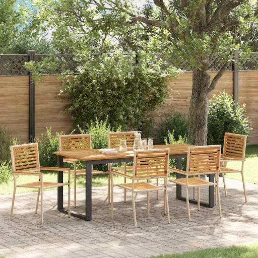 Conjunto de Jantar para Jardim   Bege (7 pcs)