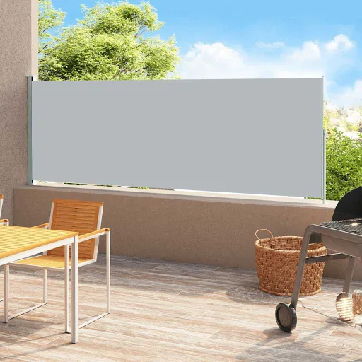 Toldo Lateral Retrátil para Pátio 180x500 cm Cinzento