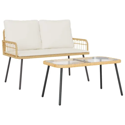 Conjunto de Jantar para Jardim   Natural Vime PE (2 pcs)