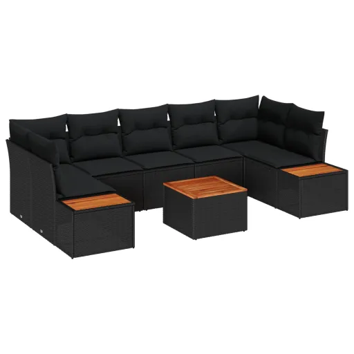 Conjunto de Sofá de Jardim   Preto Rattan Sintético (8 pcs)