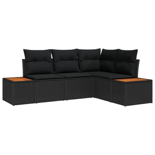 Conjunto de Sofá de Jardim   Preto Rattan Sintético (5 pcs)