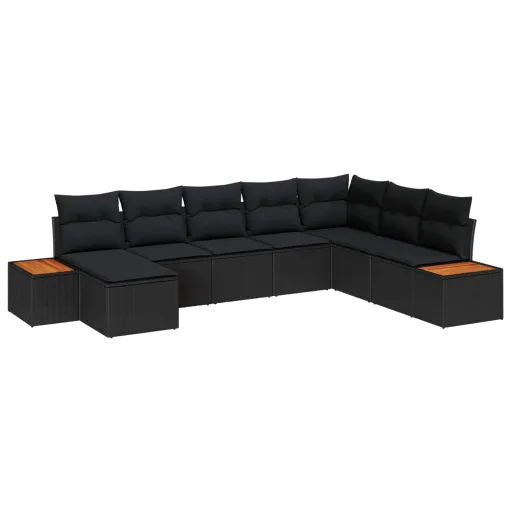 Conjunto de Sofá de Jardim   Preto Rattan Sintético (8 pcs)