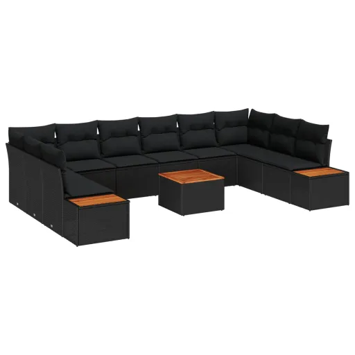 Conjunto de Sofá de Jardim   Preto Rattan Sintético (11 pcs)