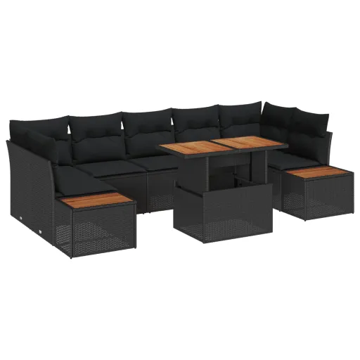 Conjunto de Sofá de Jardim 8 Unid. Preto e Marrom