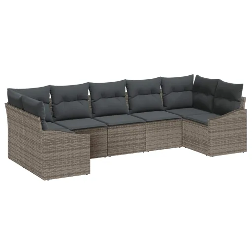 Conjunto de Sofá de Jardim   Cinzeto Vime PE (7 pcs)