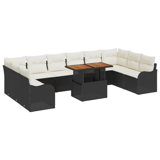 Conjunto de Sofá de Jardim   Preto Rattan Sintético (11 pcs)