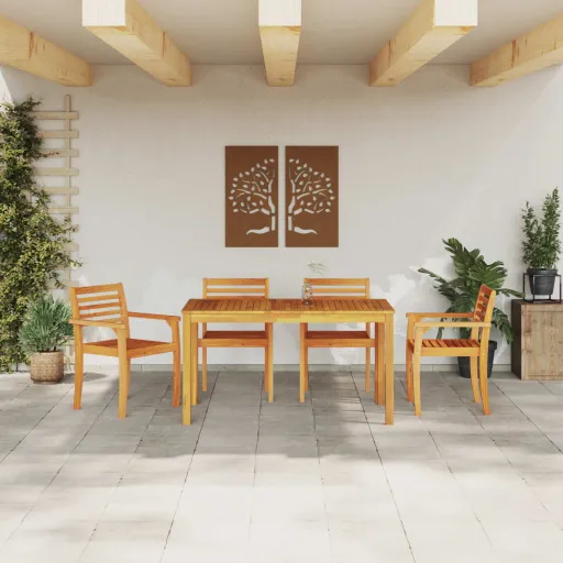 Conjunto de Jantar para Jardim   Castanho (5 pcs)