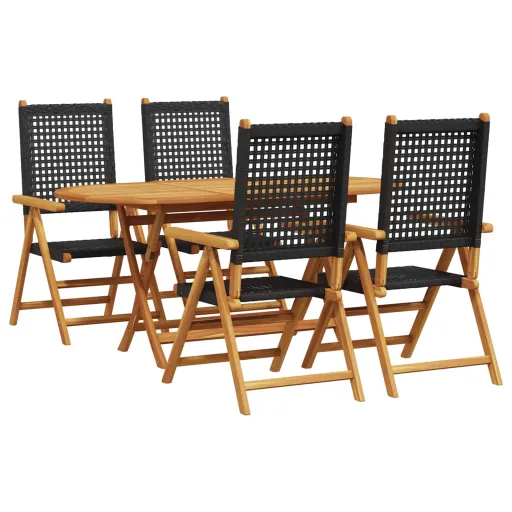 Conjunto de Jantar para Jardim   Preto (5 pcs)