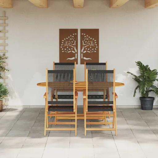 Conjunto de Jantar para Jardim   Preto (5 pcs)