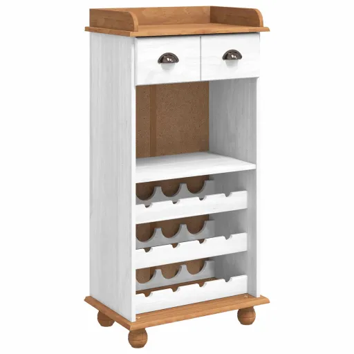 Armário de Vinho ASKIM Branco com Topo de Mel 57 x 37 x 114 cm