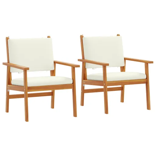 Cadeira de Jardim   Branco Creme Madeira Sólida de Acácia (2 pcs)