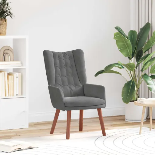Poltrona Cinza Escuro 63 x 67 x 94 cm Veludo