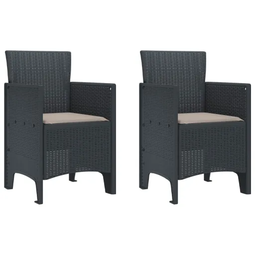 Cadeira de Jardim   Antracite 53 x 49 x 85 cm Polipropileno (2 pcs)