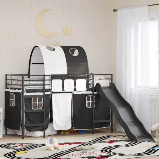 Cama Loft para Crianças Preto 90 x 190 cm Metal