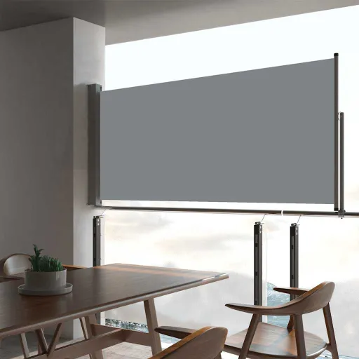 Toldo Lateral Retrátil para Pátio 60x300 cm Cinzento