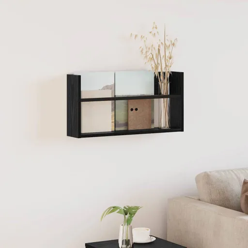 Estante de Revistas Carvalho Preto 60 x 12 x 30 cm