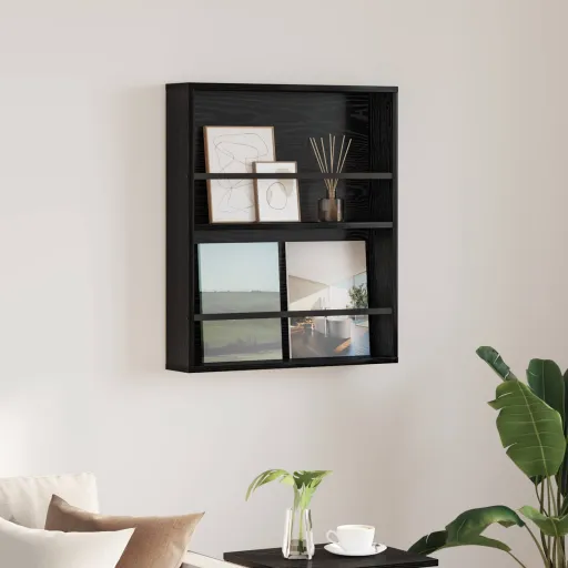Estante de Revistas Carvalho Preto 60 x 12 x 70 cm