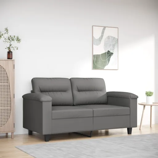 Sofá de 2 Lugares 120 cm Tecido de Microfibra Cinzento-Escuro