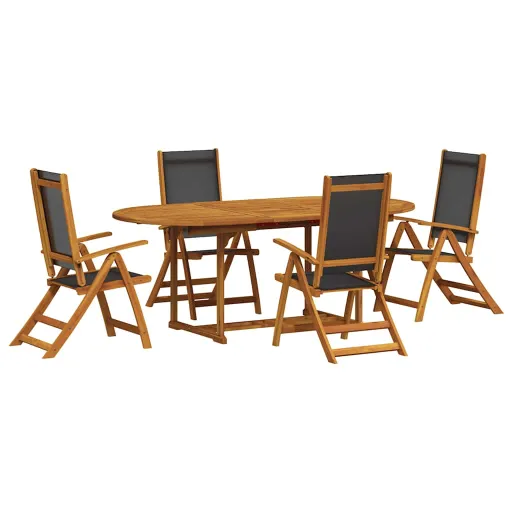 Conjunto de Jantar para Jardim Acácia Maciça e Textilene (5 pcs)