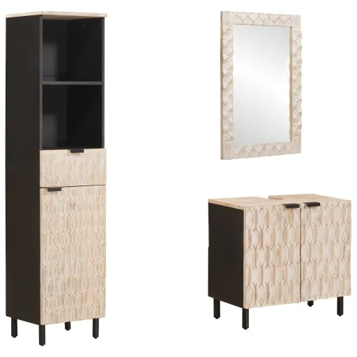 Conjuntos de Banheiro com Porta   Acabamento em Wash Branco (3 pcs)