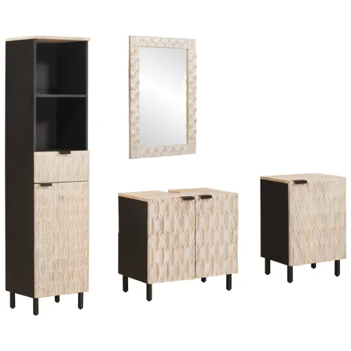 Conjuntos de Banheiro com Porta   Acabamento em Wash Branco (4 pcs)