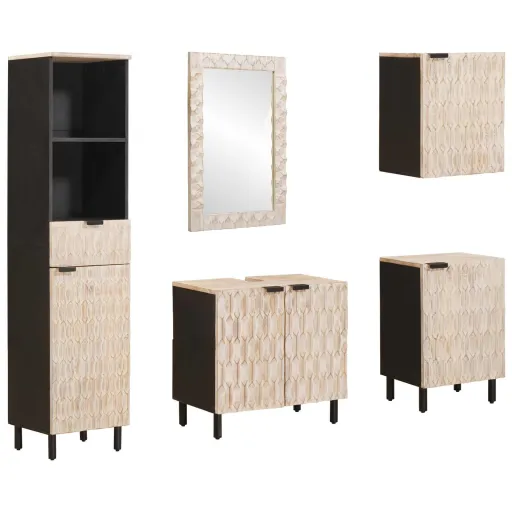 Conjuntos de Banheiro com Porta   Acabamento em Wash Branco (5 pcs)