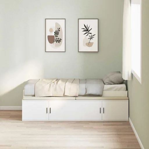 Estrutura da Cama Branco 100 x 200 cm Madeira Processada